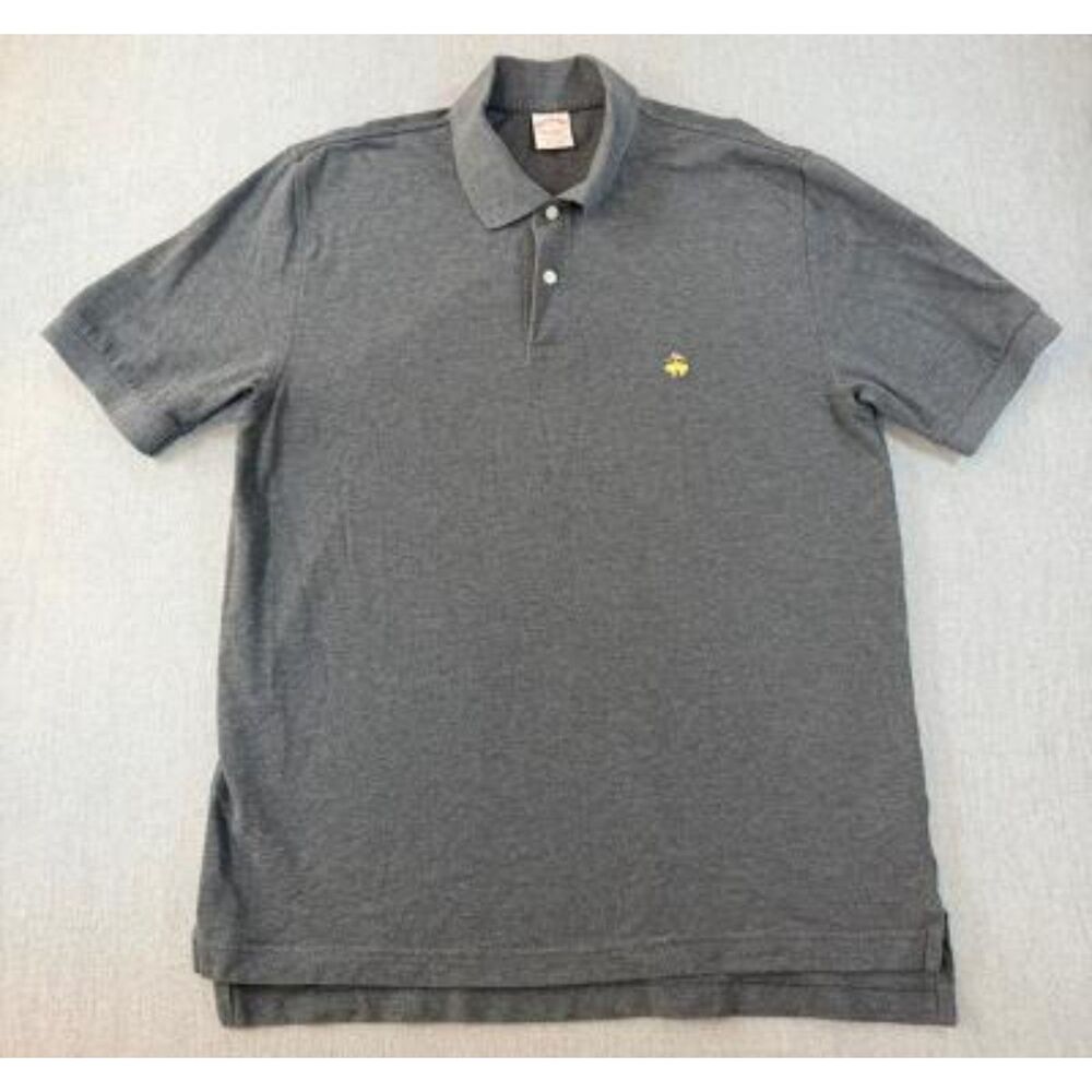 Brooks Brothers Golden Fleece Polo Shirt Mens Size M Gray Short Sleeve Pique